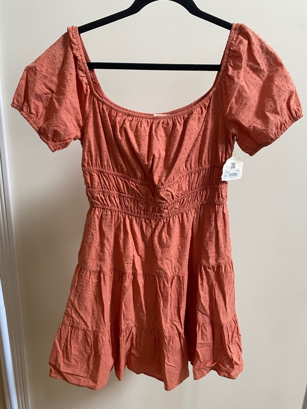 NWT Altar’d State puff sleeve mini dress Terracotta mauve Sz M